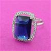 Cubic Zirconia Adjustable Ring With Rhodium Plating