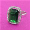 Cubic Zirconia Adjustable Ring With Rhodium Plating