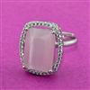 Cubic Zirconia Adjustable Ring With Rhodium Plating