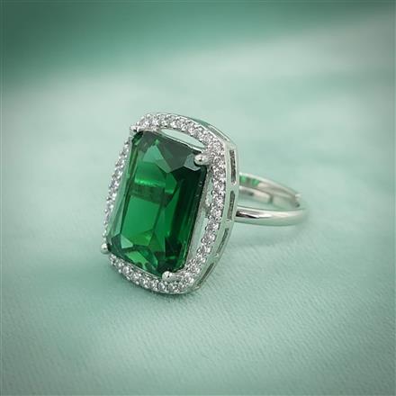 Cubic Zirconia Adjustable Ring With Rhodium Plating