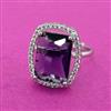 Cubic Zirconia Adjustable Ring With Rhodium Plating