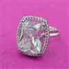 Cubic Zirconia Adjustable Ring With Rhodium Plating