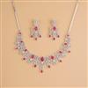 Cubic Zirconia Classic Necklace Set With Rhodium Plating