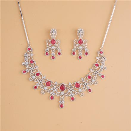 Cubic Zirconia Classic Necklace Set With Rhodium Plating
