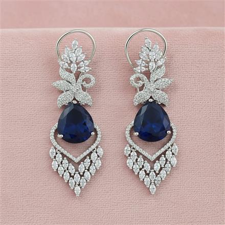 Cz Classic Earring With Rhodium Plating