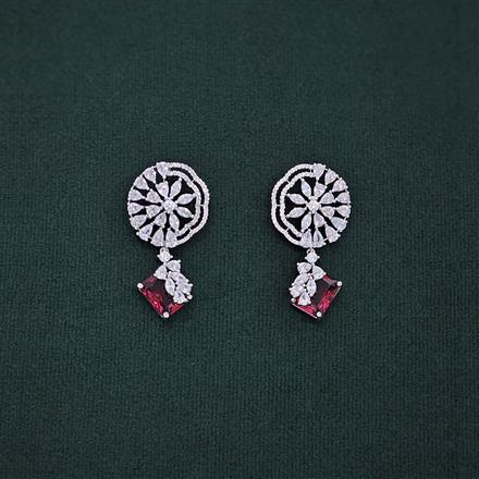Cz Classic Earring With Rhodium Plating