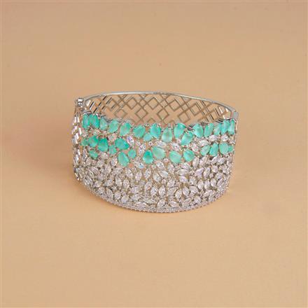 Cubic Zirconia Openable Kada With Rhodium Plating