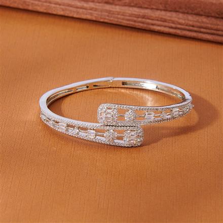 Cubic Zirconia Classic Kada With 2 Tone Rhodium Plating