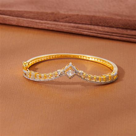 Cubic Zirconia Openable Kada With 2 Tone Rhodium Plating