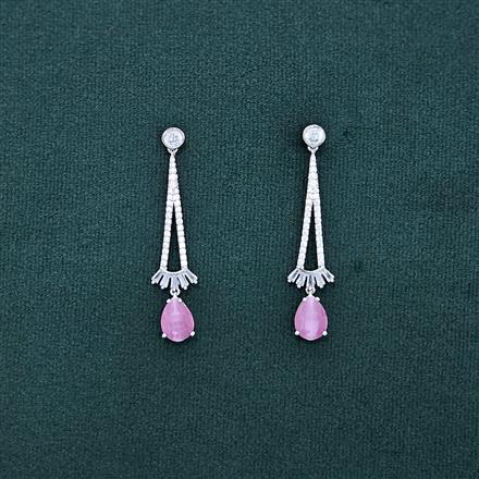 Cz Classic Earring With Rhodium Plating