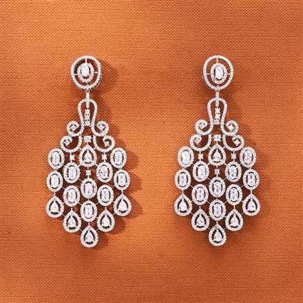 Cubic Zirconia Classic Earring With Mehndi 2 Tone Rhodium Plating