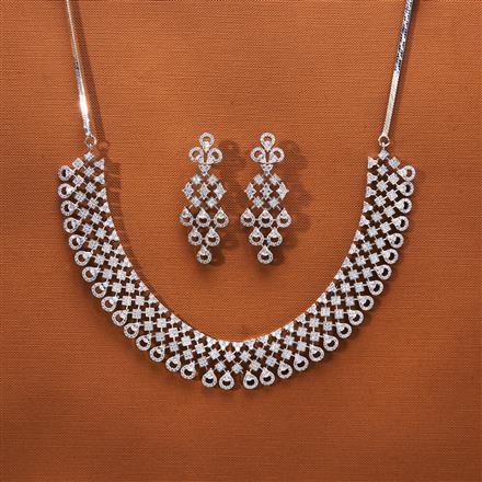 Cubic Zirconia Classic Necklace With 2 Tone Rhodium Plating