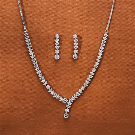 Cubic Zirconia Classic Necklace With 2 Tone Rhodium Plating