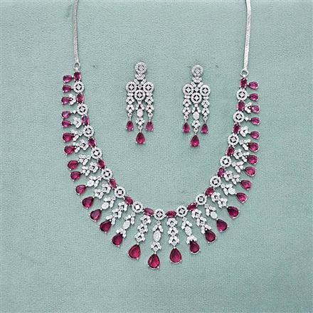 Cz Classic Necklace With Rhodium Plating