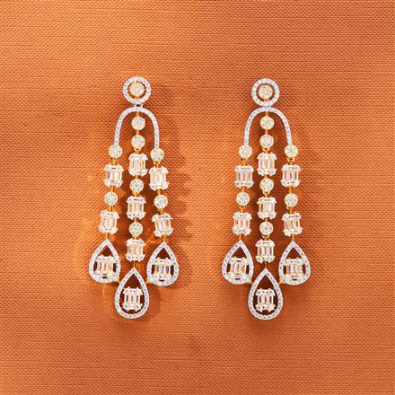 Cubic Zirconia Classic Earring With 2 Tone Rhodium Plating