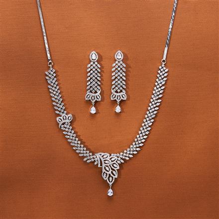 Cubic Zirconia Classic Necklace With 2 Tone Rhodium Plating