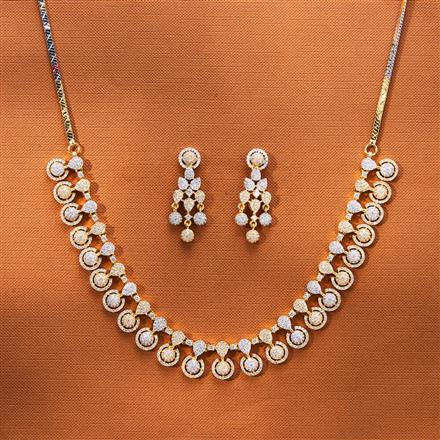 Cubic Zirconia Classic Necklace With 2 Tone Rhodium Plating