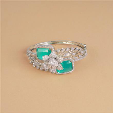 Cubic Zirconia Openable Kada With Rhodium Plating