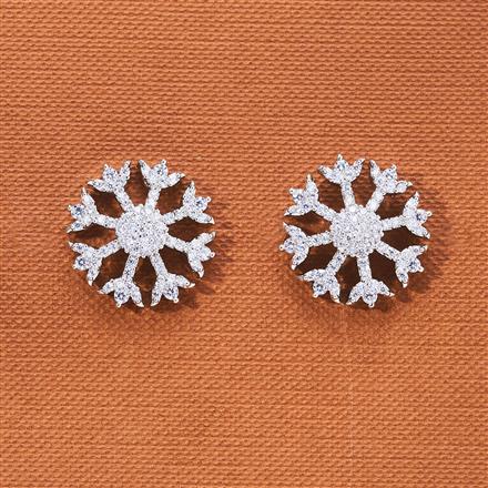 Cubic Zirconia Delicate Tops With 2 Tone Rhodium Plating