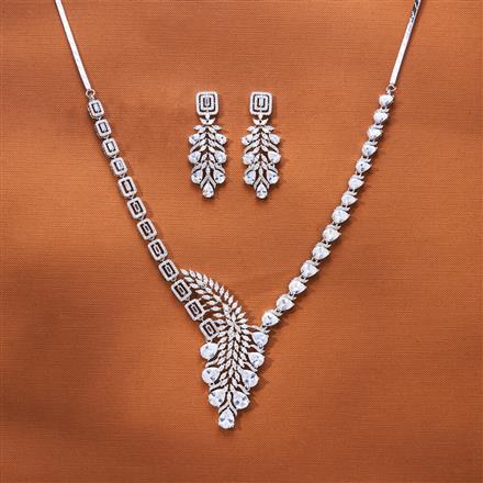 Cz Classic Necklace With Rhodium Plating
