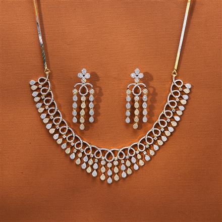 Cubic Zirconia Classic Necklace With 2 Tone Rhodium Plating