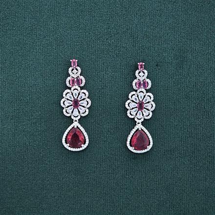 Cz Classic Earring With Rhodium Plating