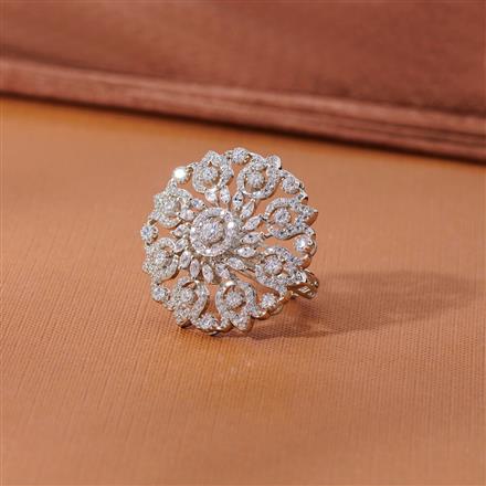 Cubic Zirconia Adjustable Ring With Black 2 Tone Rhodium Plating