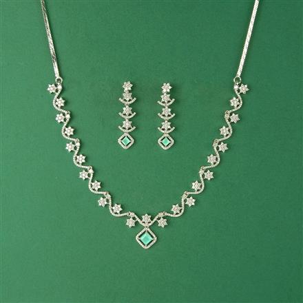 Cubic Zirconia Delicate Necklace Set With Rhodium Plating
