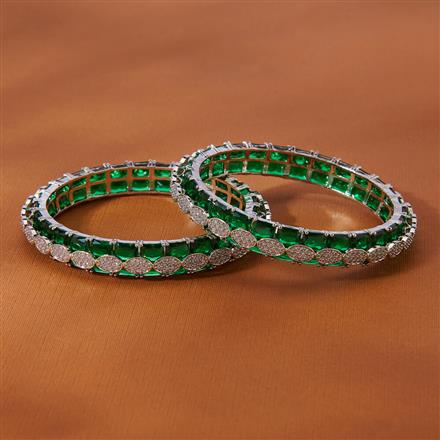 Cubic Zirconia Classic Bangles With Rhodium Plating