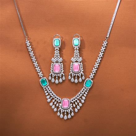 Cz Classic Necklace With Rhodium Plating