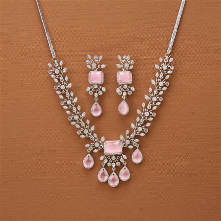 Cubic Zirconia Classic Necklace With Rhodium Plating