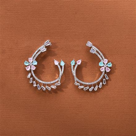 Cz Classic Earring With Rhodium Plating