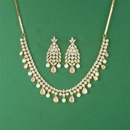 Cubic Zirconia Classic Necklace Set With 2 Tone Plating