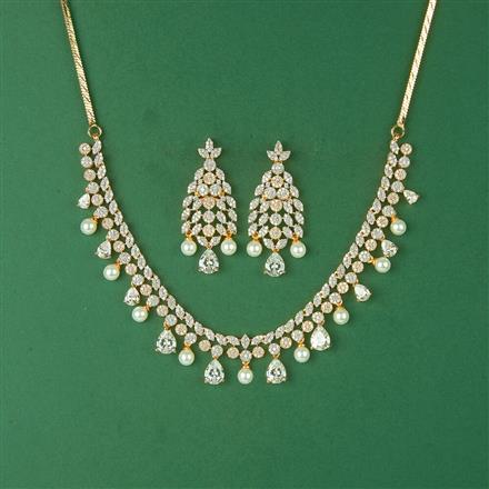 Cubic Zirconia Classic Necklace Set With 2 Tone Plating