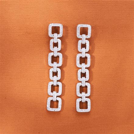Cubic Zirconia Classic Earring With 2 Tone Rhodium Plating