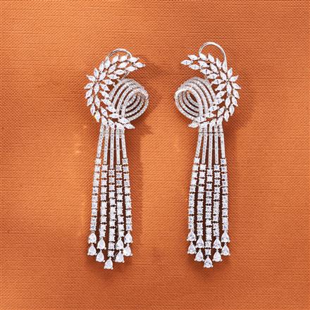 Cubic Zirconia Classic Earring With 2 Tone Rhodium Plating