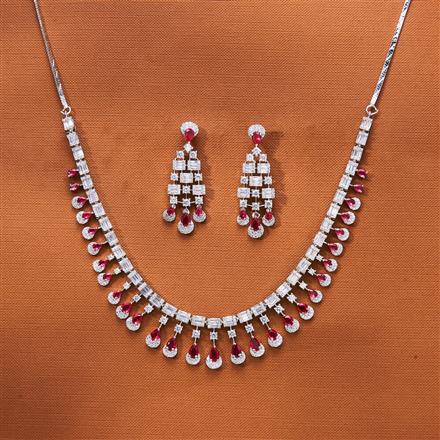 Cz Classic Necklace With Rhodium Plating