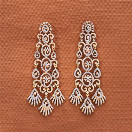Cz Classic Earring With Rhodium 2 Tone plating
