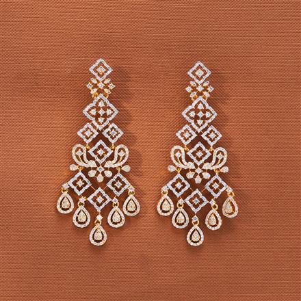 Cz Classic Earring With Rhodium 2 Tone plating