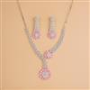 Cubic Zirconia Classic Necklace Set With Rhodium Plating