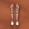 Cz Long Earring With Rhodium 2 Tone plating