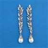 Cubic Zirconia Long Earring With Black Mehndi 2 Tone Rhodium Plating