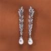 Cz Long Earring With Rhodium 2 Tone plating
