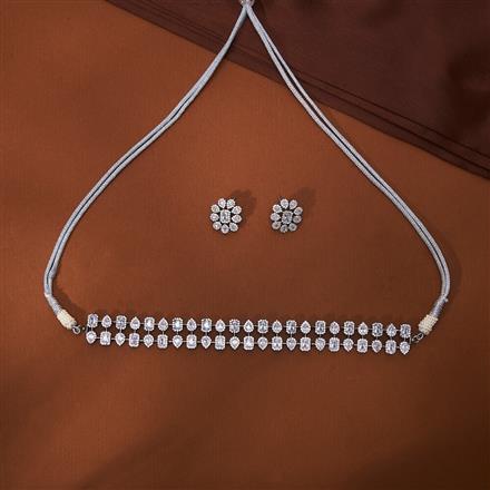 Cz Classic Necklace With 2 Tone Black Rhodium Plating