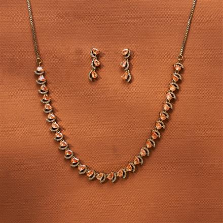 Cz Delicate Necklace With Mehndi Plating