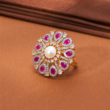 Cz Moti Ring With 2 Tone Plating