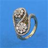 American Diamond Adjustable Ring With Mehndi Plating 2 Tone Plating Rhodium Plating