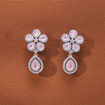 Cz Classic Earring With Rhodium Plating