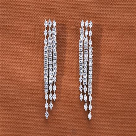 Cz Classic Earring With Rhodium 2 Tone plating