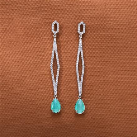 Cz Classic Earring With Rhodium Plating